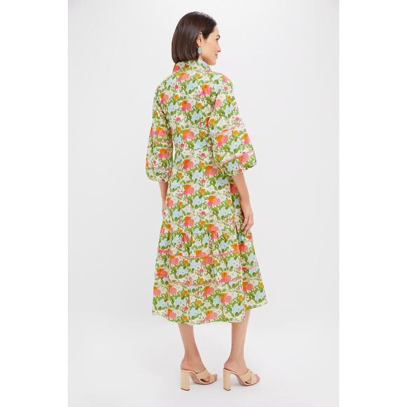 HYACINTH HOUSE Multi Green Begonia Floral Hillsborough Midi Dress Size M NWT - Picture 2 of 7